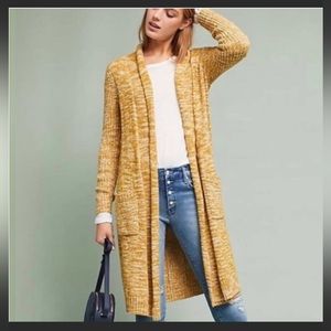 Anthropologie Abigail Duster Sweater in Mustard Marled Knit. Women’s Medium